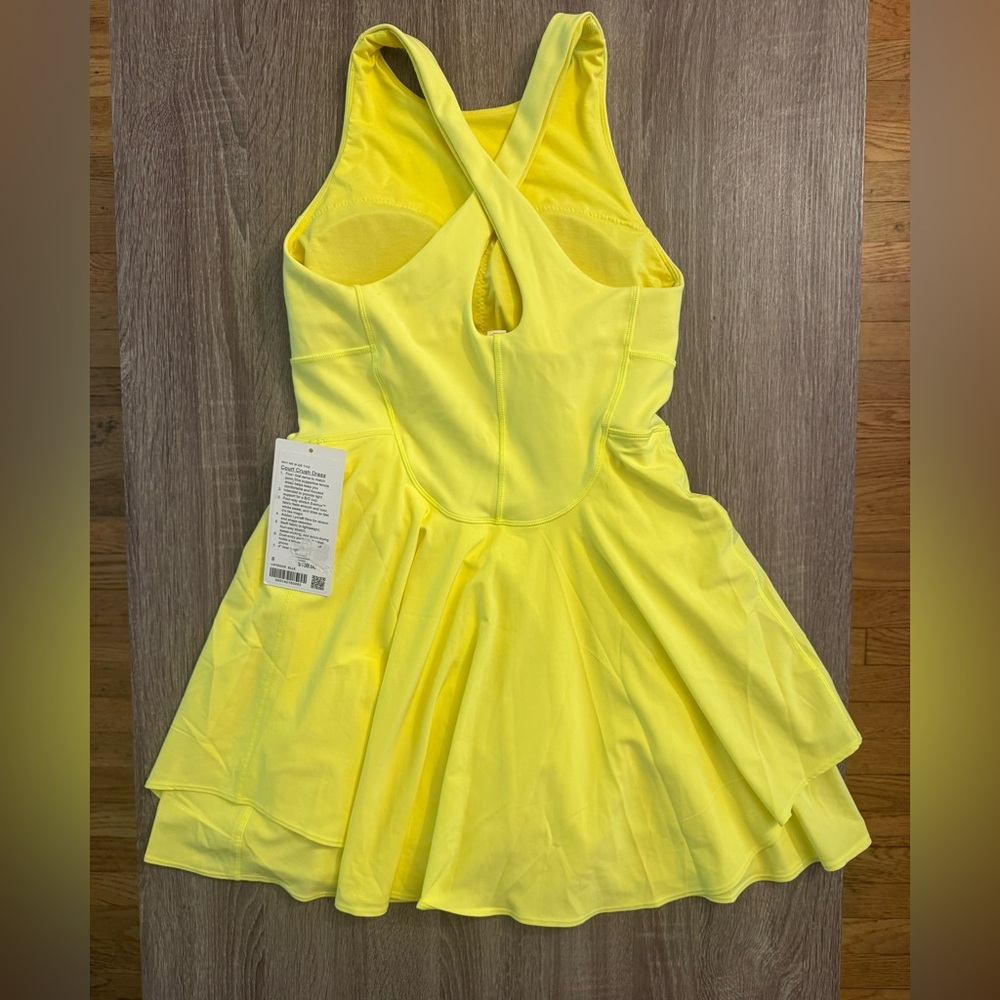 New with tags Lululemon Court crush dress, yellow, size 8.Electric lemon.Tennis - Picture 12 of 12
